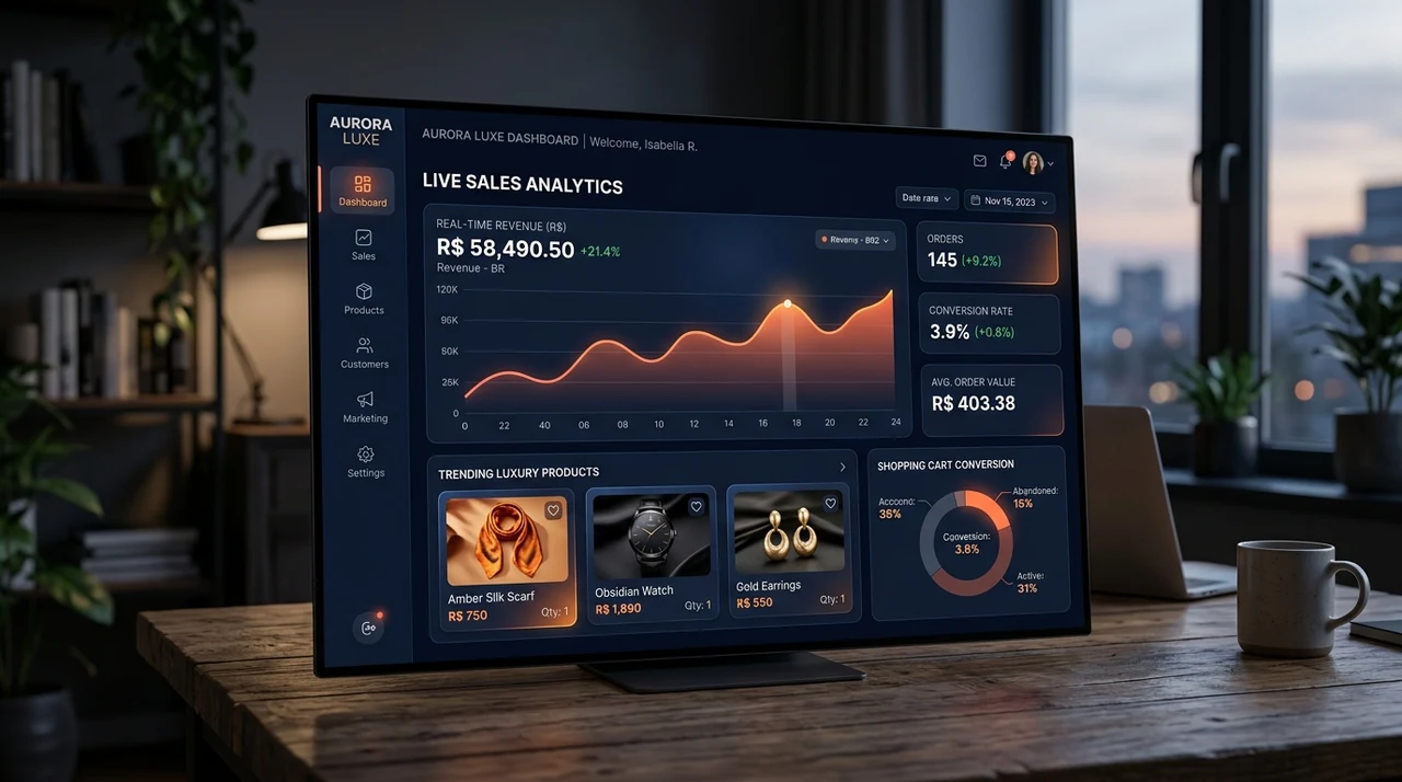 Painel de Vendas e Analytics de Loja Virtual Opalyne