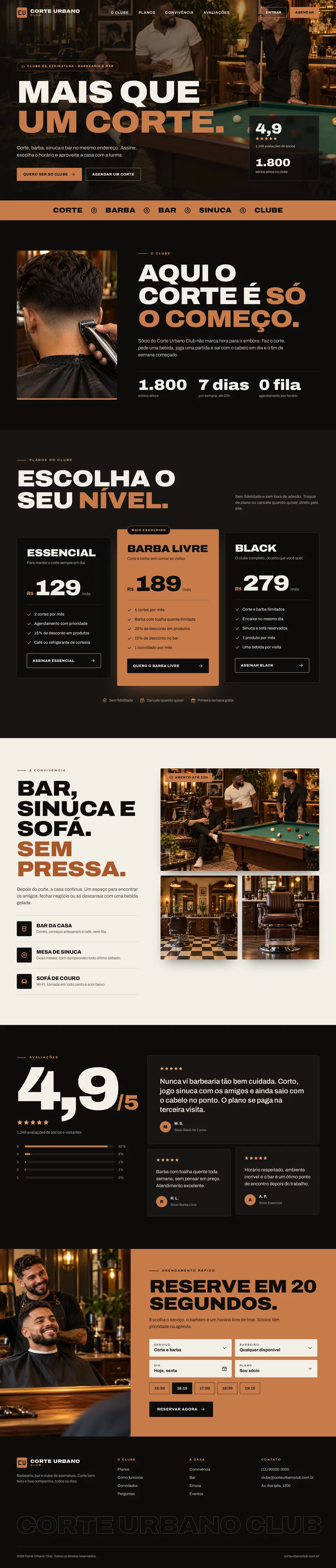 Exemplo fictício: site premium com clube de assinatura