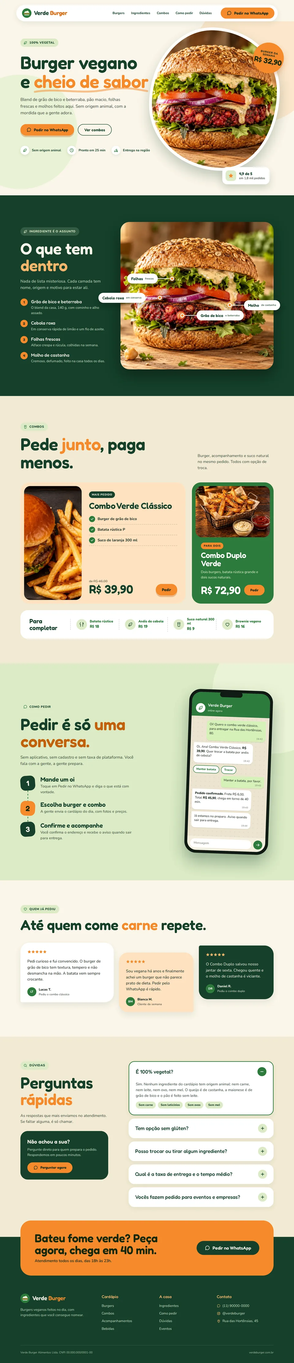 Exemplo fictício: landing page de burgers veganos