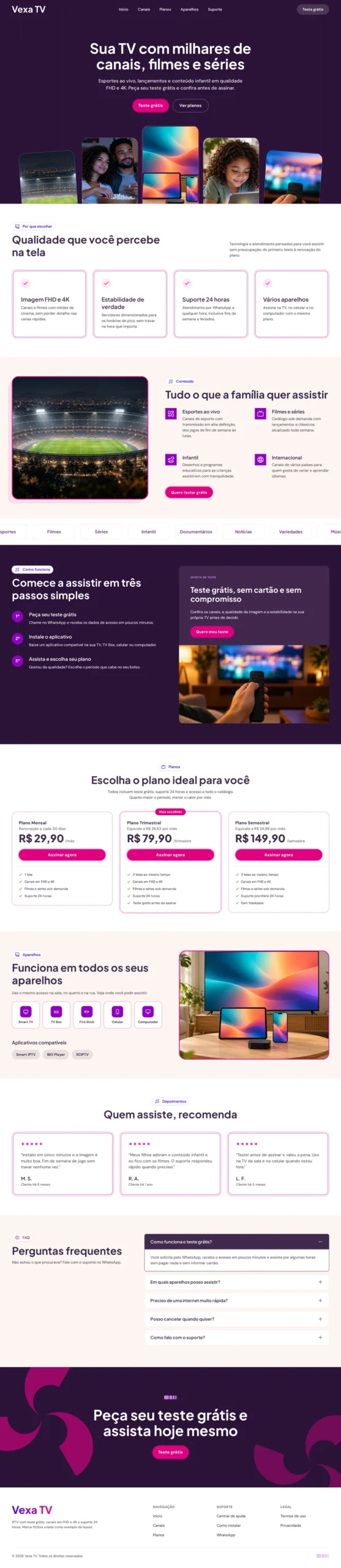 Exemplo fictício: landing page de teste grátis