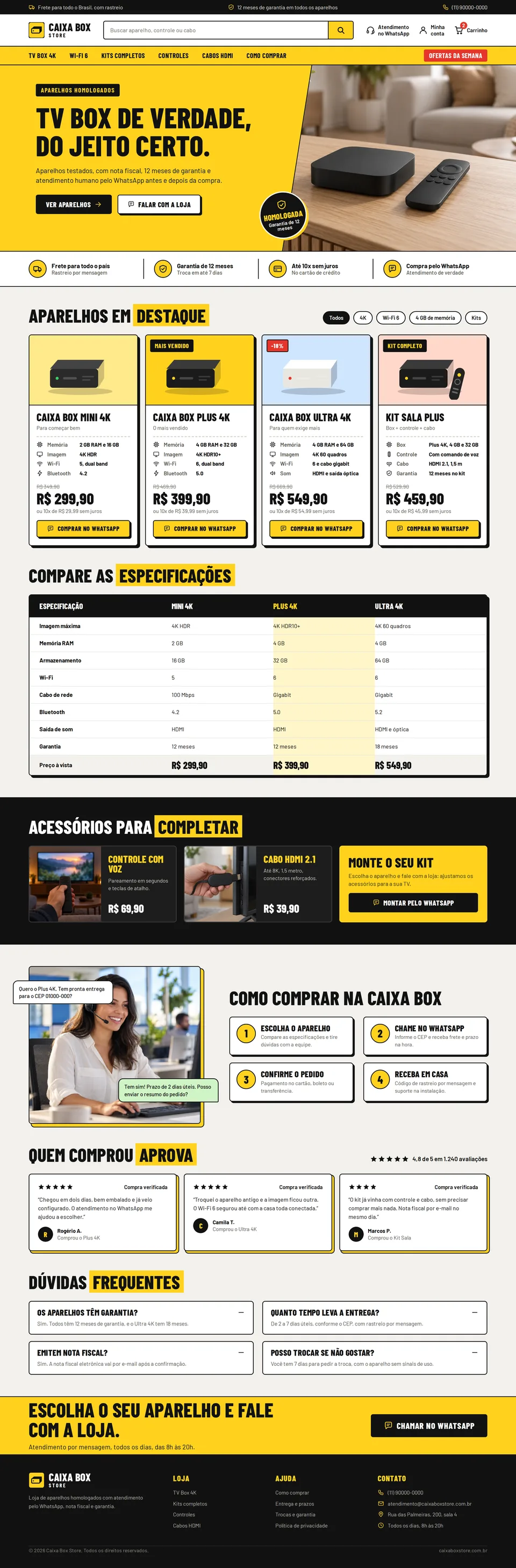 Exemplo fictício: loja de tv box homologada