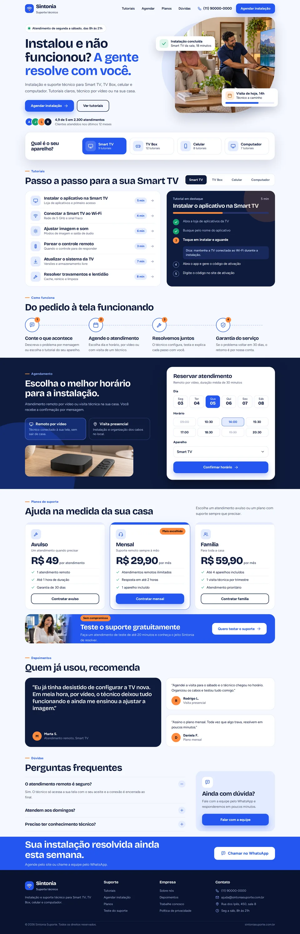 Landing page de um serviço de streaming com planos e botão de WhatsApp